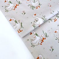 Купить Гуси и одуванчики на сером шир. 160см. 125 г/м2 Китай в Калининграде