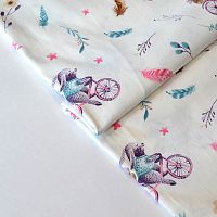 Купить Кролики на велосипедах фиолетово-голубые КИТ 125г/м2 шир. 160см в Калининграде